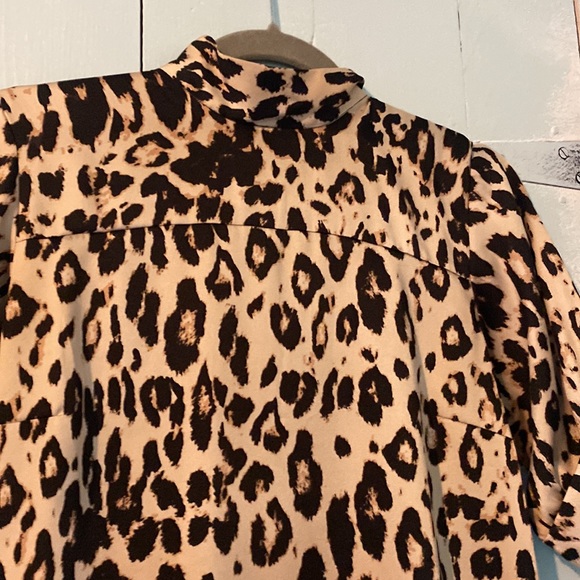 Silk Leopard Print Midi Dress with Mock Neck - Picture 3 of 6
